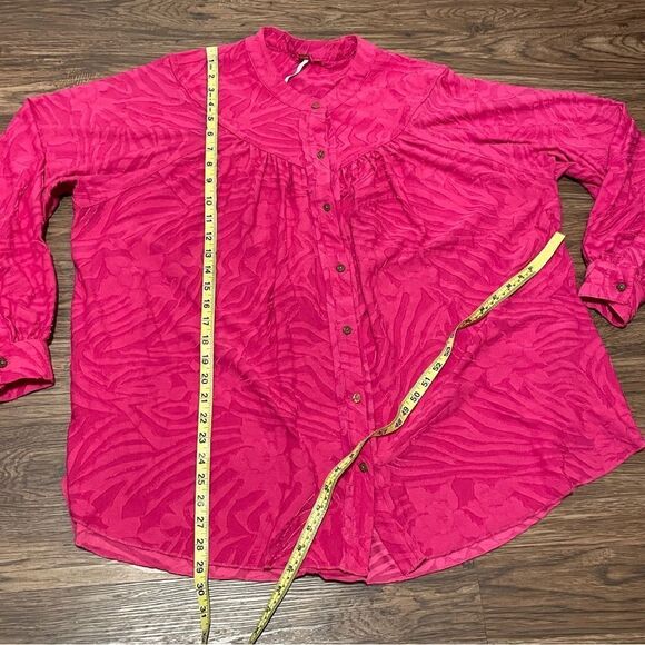 Free People Can’t Stop Dreaming Oversized Tunic Blouse Hot Pink Size Medium - Picture 11 of 14